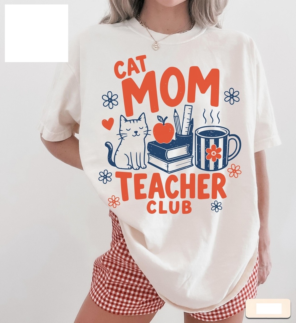 Cat Mom Teacher Shirt, Teacher Cat Lover Tee